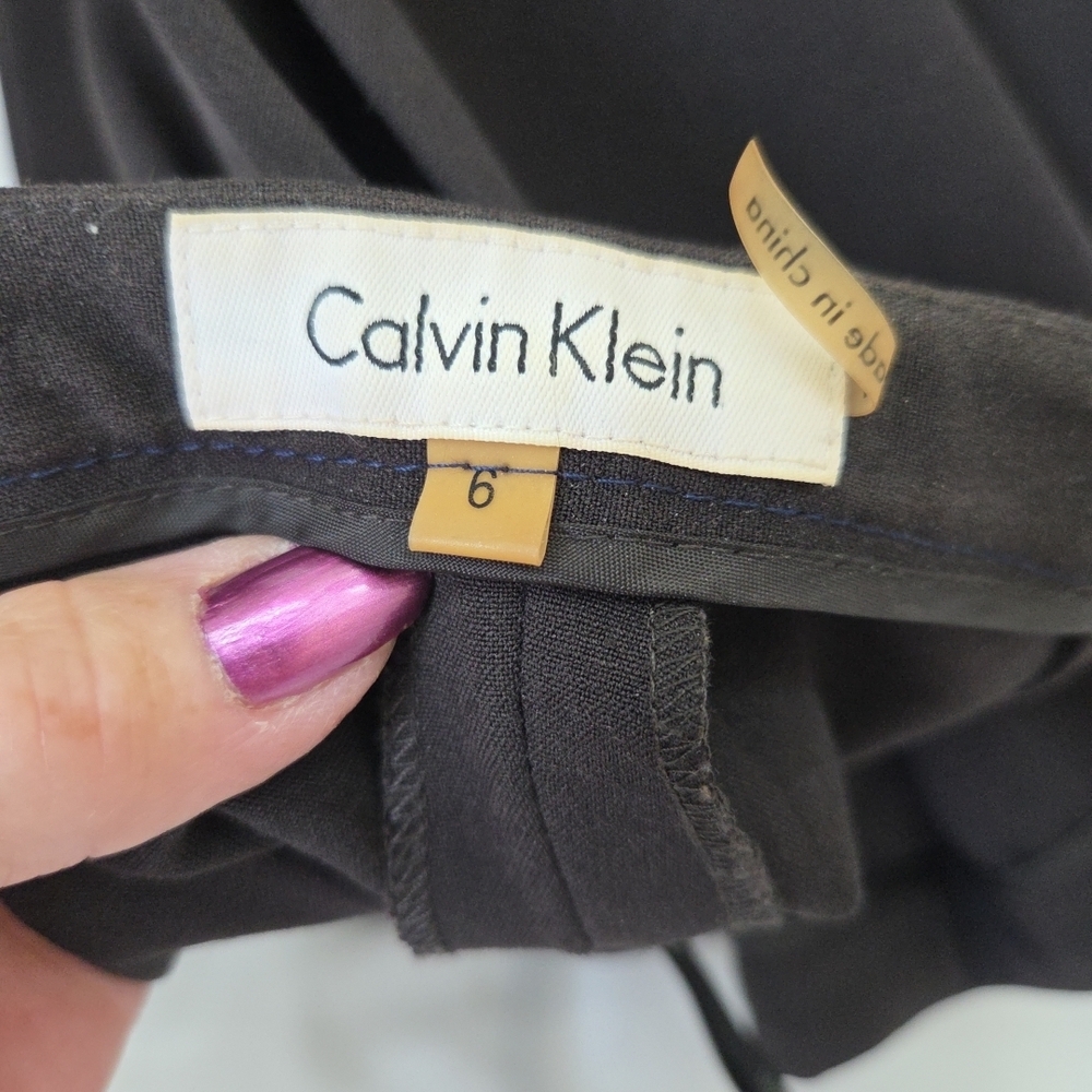 Calvin Klein Chocolate Brown Wide-Leg Dress Pants Size 6 - Picture 3 of 5
